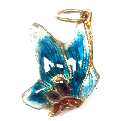 ENAMEL BUTTERFLY 21X28MM TEAL